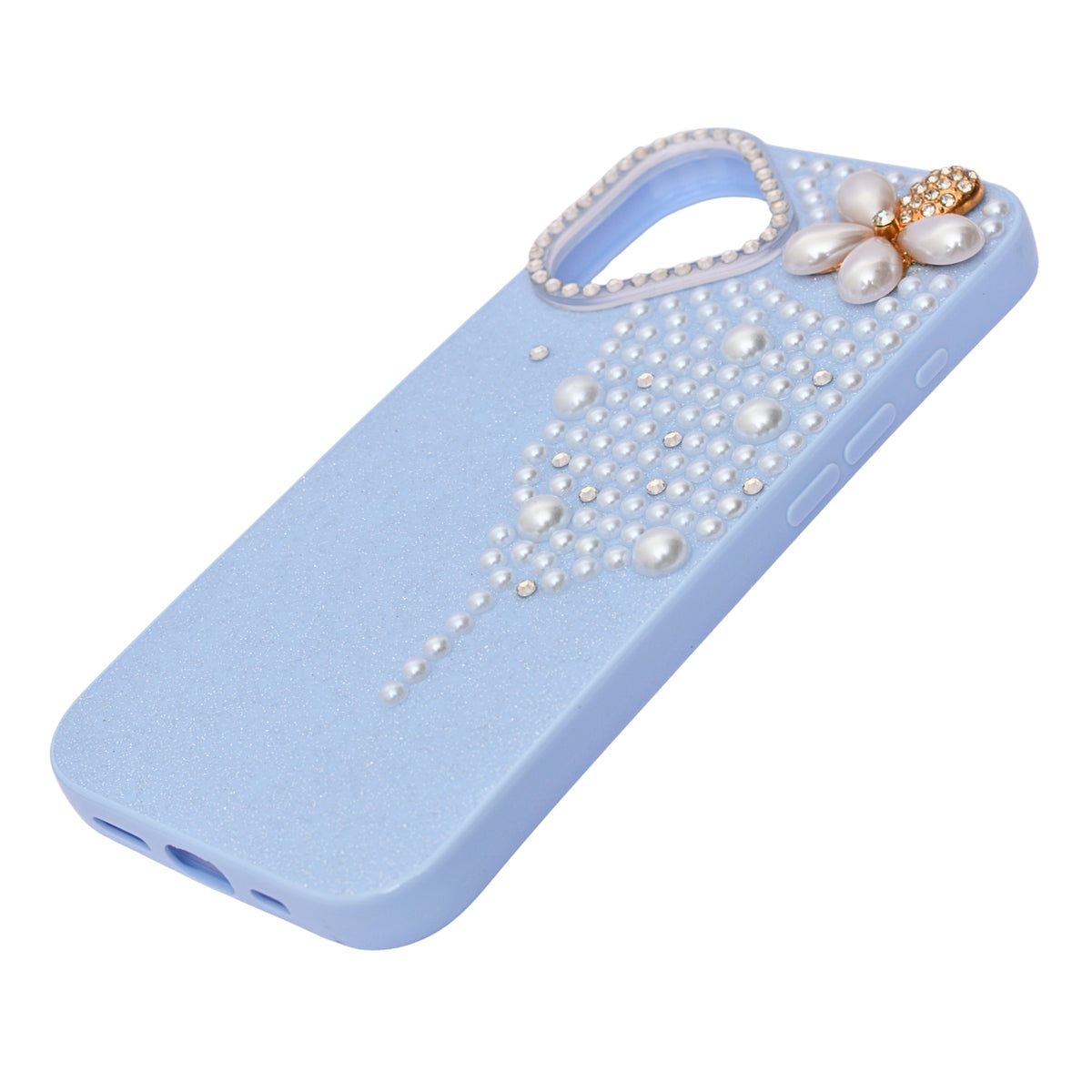 Luxury Glitter Finish with 3D Pearl Flower Design Phone Case for iPhone 17