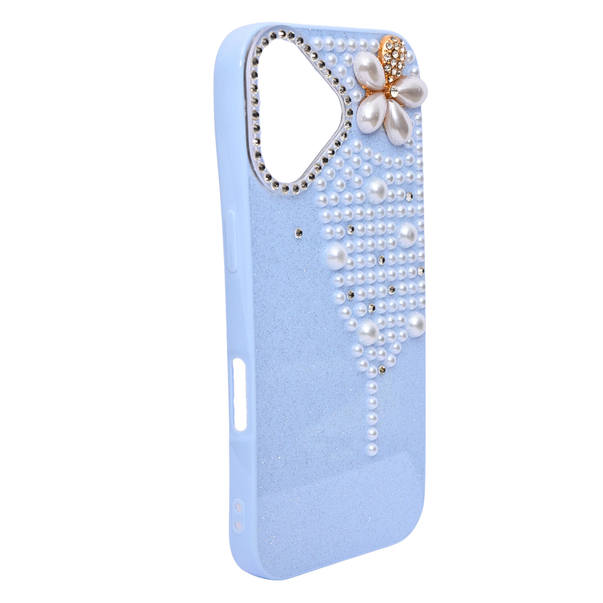 Luxury Glitter Finish with 3D Pearl Flower Design Phone Case for iPhone 17
