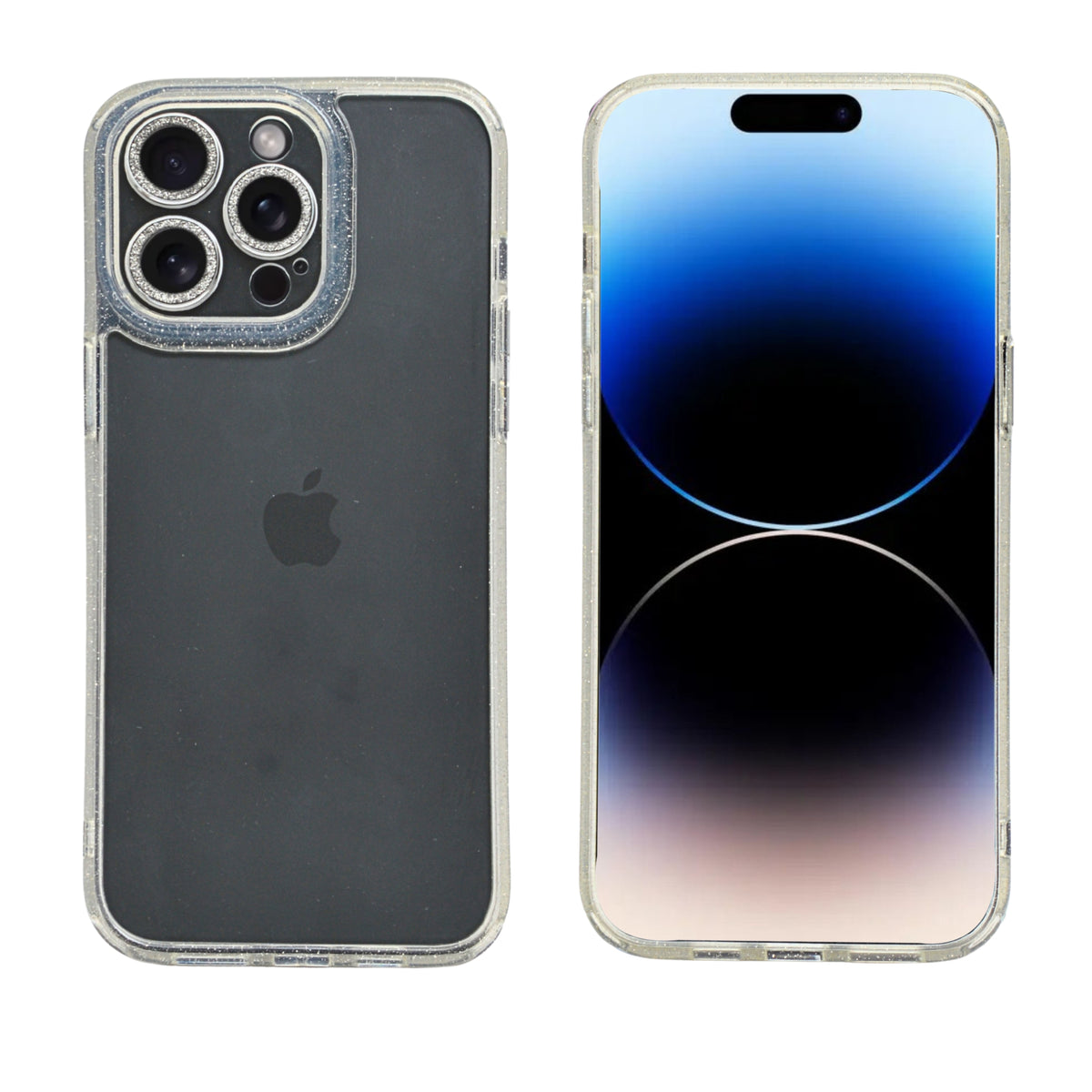 Sparkling Crystal Clear Phone Case with Glitter Camera Guard for iPhone 14 Pro Max