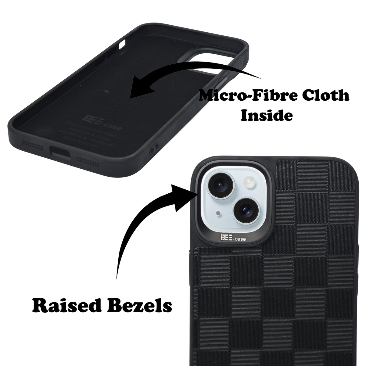 Checkered Texture Grip Case For iPhone 15