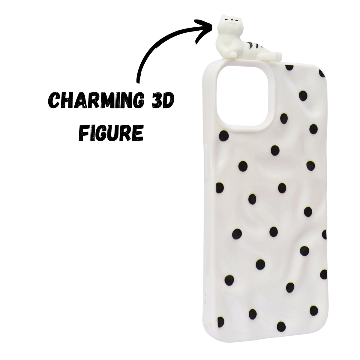 3D Cartoon Character with Polka Dots Soft Phone Case for iPhone 13/ 14