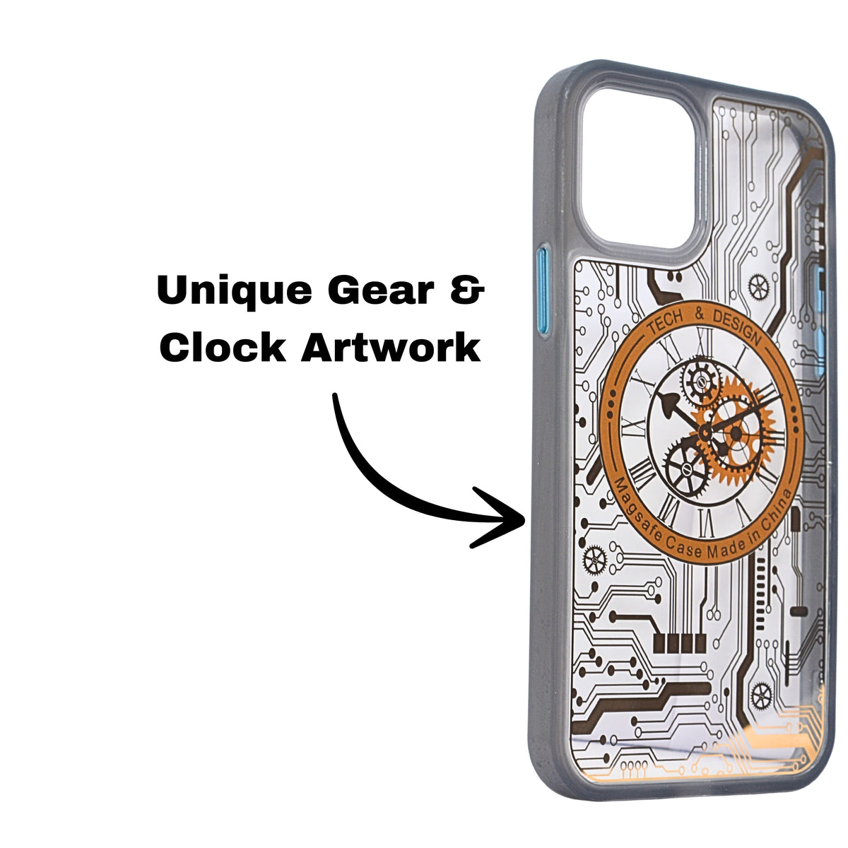 Tech Steampunk Gear Clock Design MagSafe Phone Case For iPhone 12/ 12Pro