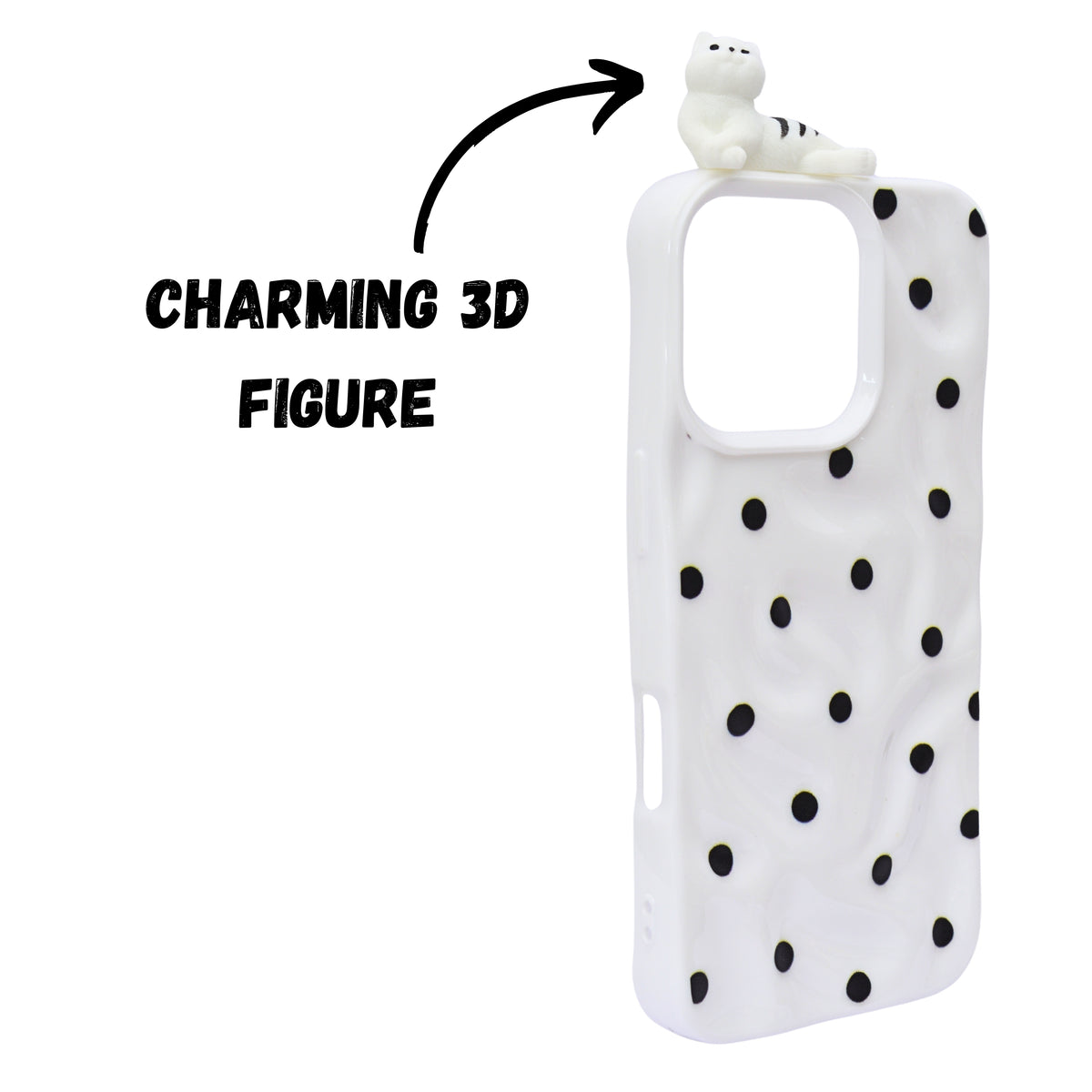 3D Cartoon Character with Polka Dots Soft Phone Case for iPhone 16 Pro Max