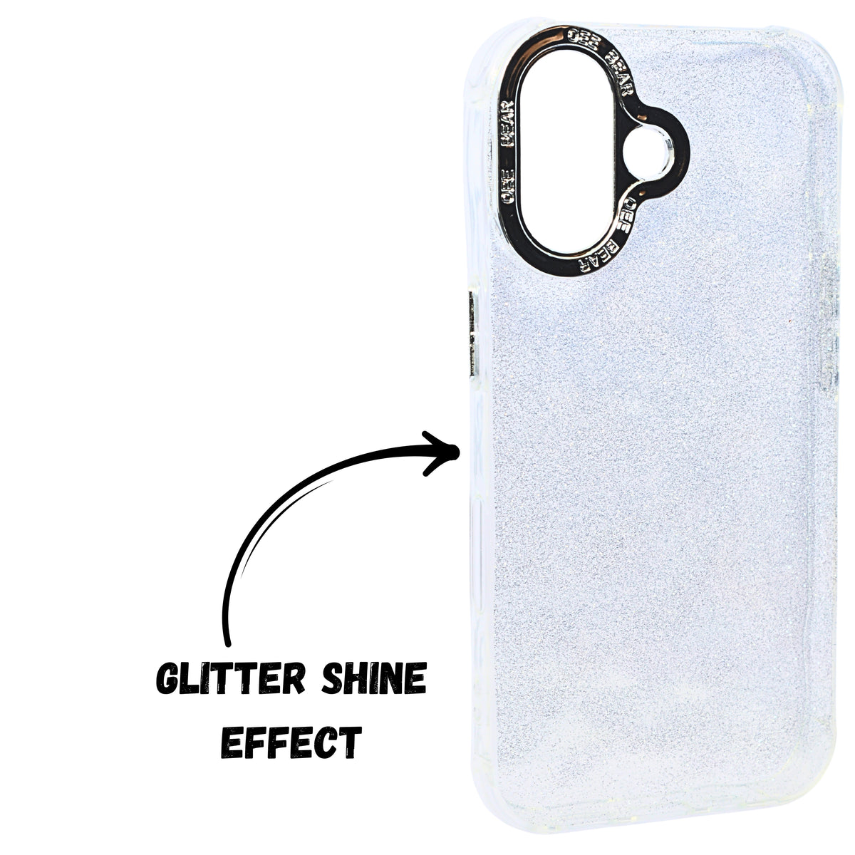 Oee Bear Glitter Transparent Phone Case For iPhone 16 Plus