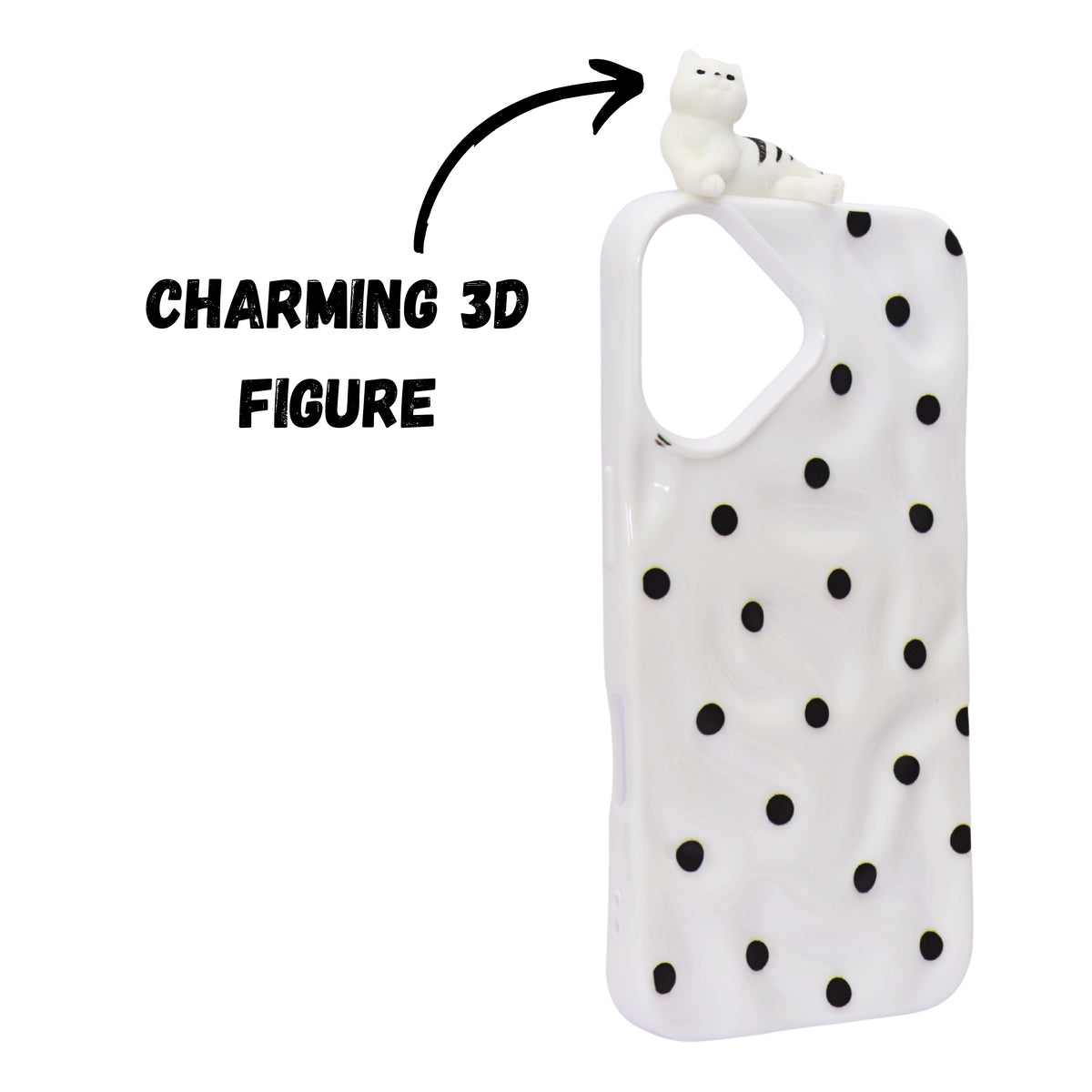 3D Cartoon Character with Polka Dots Soft Phone Case for iPhone 16 Plus