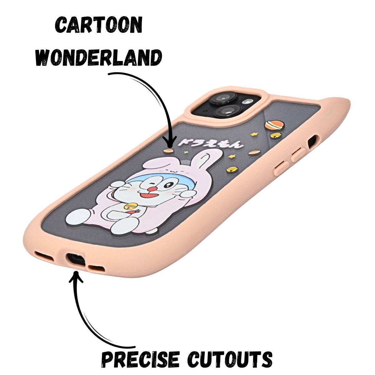 Cute Cartoon Phone Case with Cat Ears For iPhone 14Plus/15 Plus