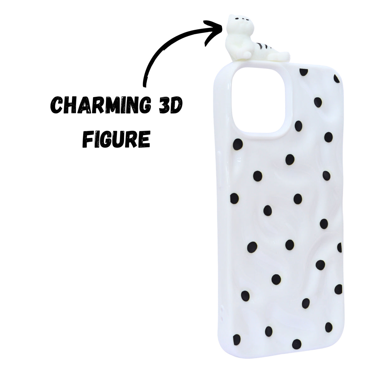 3D Cartoon Character with Polka Dots Soft Phone Case for iPhone 15