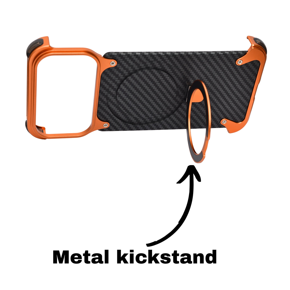 Frameless Carbon Fiber Metal Bumper Case with MagSafe Ring Stand Phone Case for iPhone 17 Pro Max