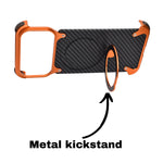 Frameless Carbon Fiber Metal Bumper Case with MagSafe Ring Stand Phone Case for iPhone 17 Pro Max