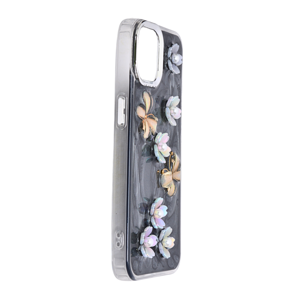 Luxury 3D Iridescent Pearl Flower & Butterfly Phone Case for iPhone 13 / 14