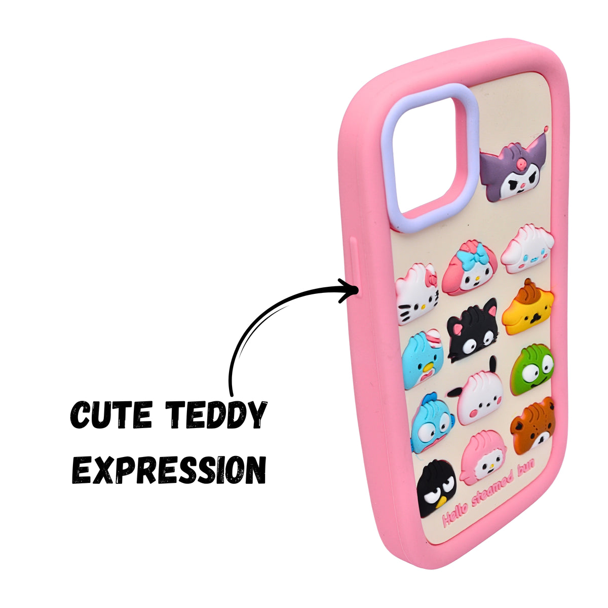 3D Cartoon Hello Steamed Bun Character Design Phone Case For iPhone 14 Pro Max