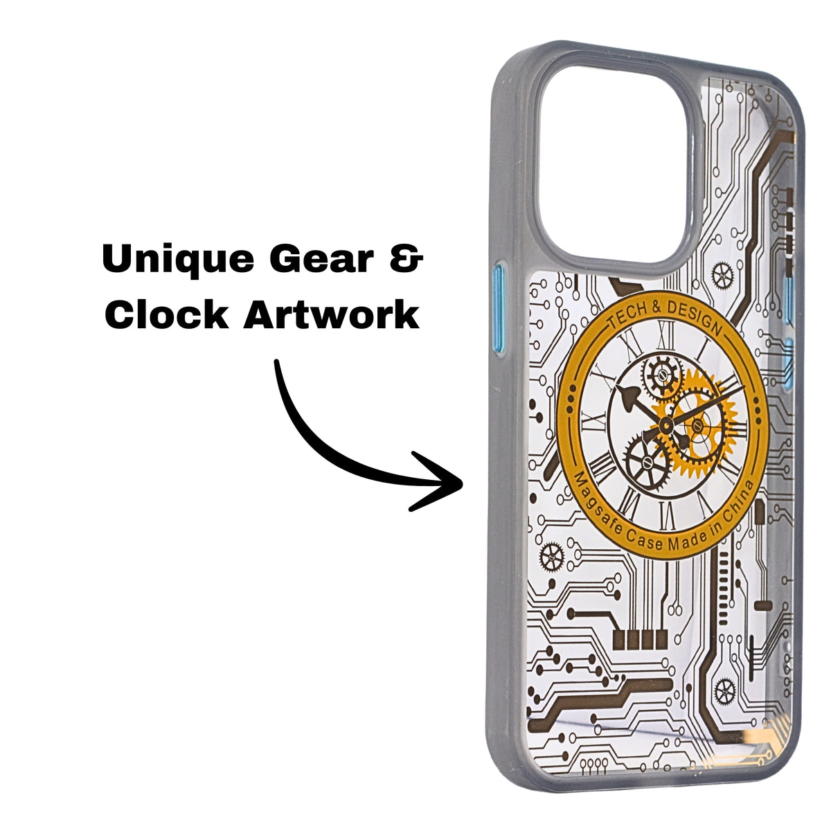 Tech Steampunk Gear Clock Design MagSafe Phone Case For iPhone 13 Pro