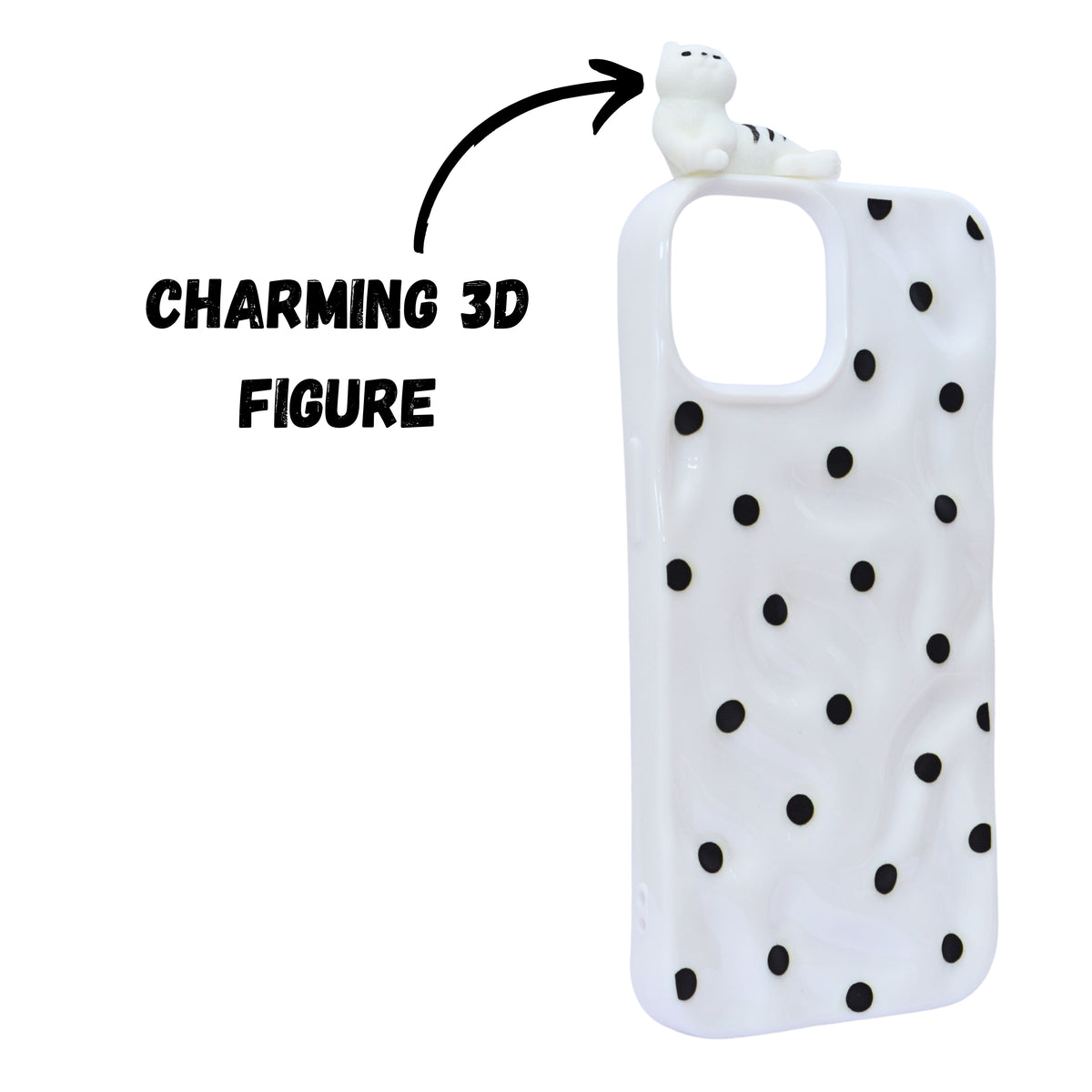 3D Cartoon Character with Polka Dots Soft Phone Case for iPhone 14 Plus/ 15 Plus