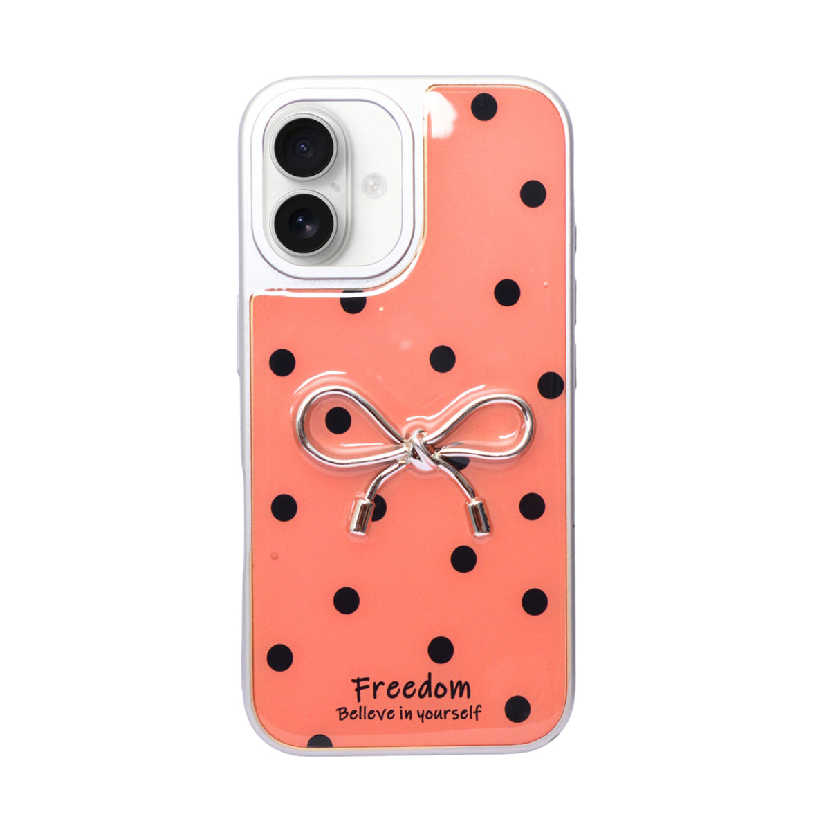 Stylish Polka Dot Bow Cover For iPhone 16