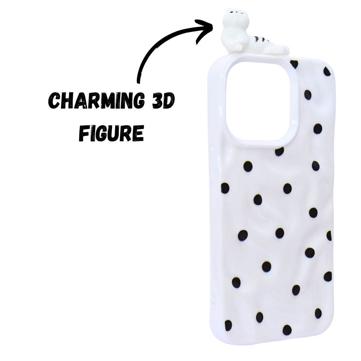 3D Cartoon Character with Polka Dots Soft Phone Case for iPhone 15 Pro Max