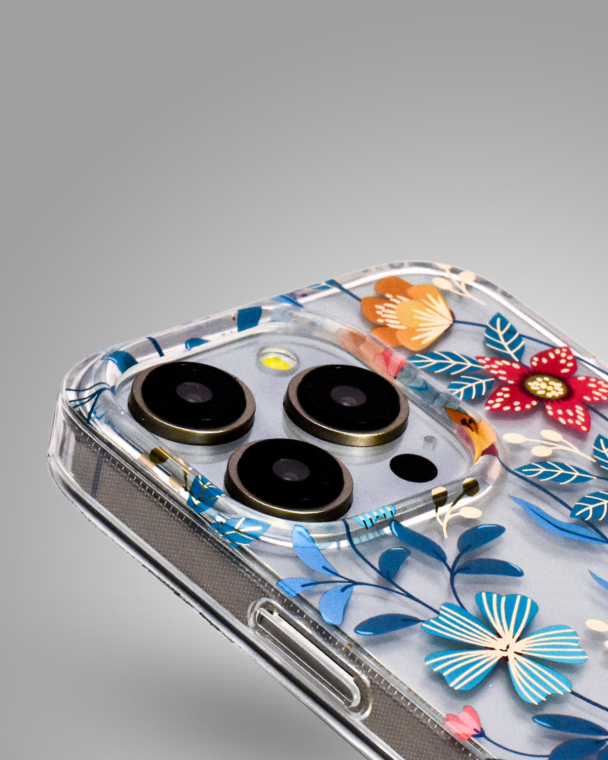 Transparent Floral Design Case For iPhone 15 Pro