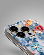 Transparent Floral Design Case For iPhone 15 Pro