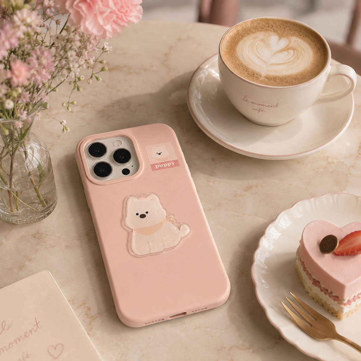 Aesthetic Pastel Pink 3D Puffy Puppy Case
