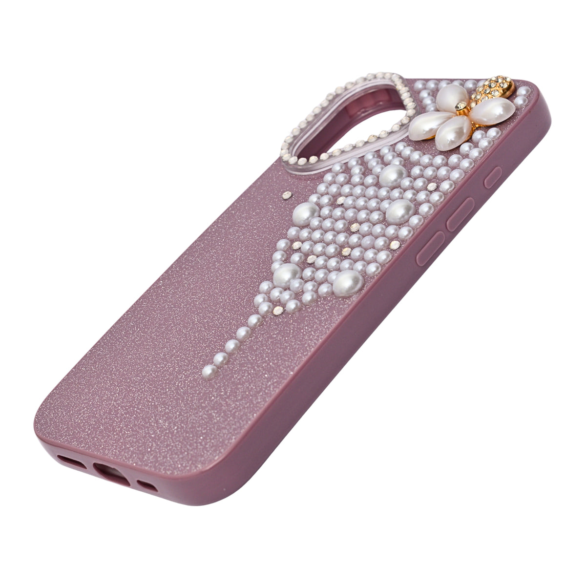 Luxury Glitter Finish with 3D Pearl Flower Design Phone Case for iPhone 17