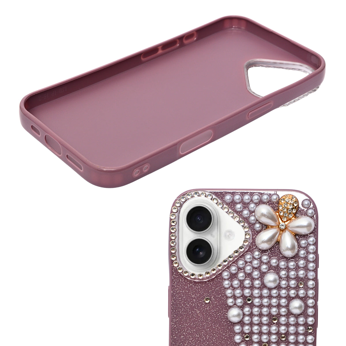 Luxury Glitter Finish with 3D Pearl Flower Design Phone Case for iPhone 17