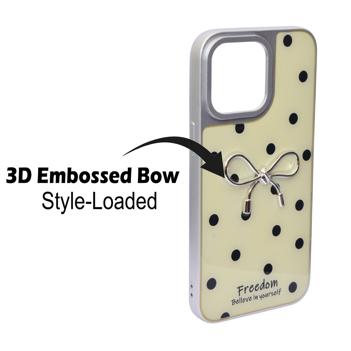 Stylish Polka Dot Bow Cover For iPhone 15 Pro Max