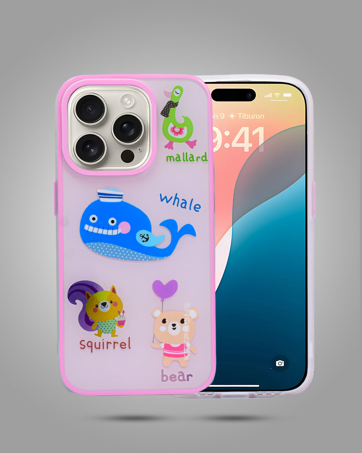 Stylish Cute Cartoon Cool Soft Animal Characters Cover For iPhone 15 Pro