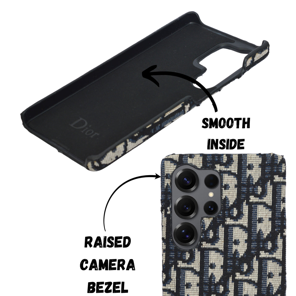 Dior Inspired Premium Fabric Pattern Phone Case for Samsung S25 Ultra