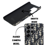 Dior Inspired Premium Fabric Pattern Phone Case for Samsung S25 Ultra