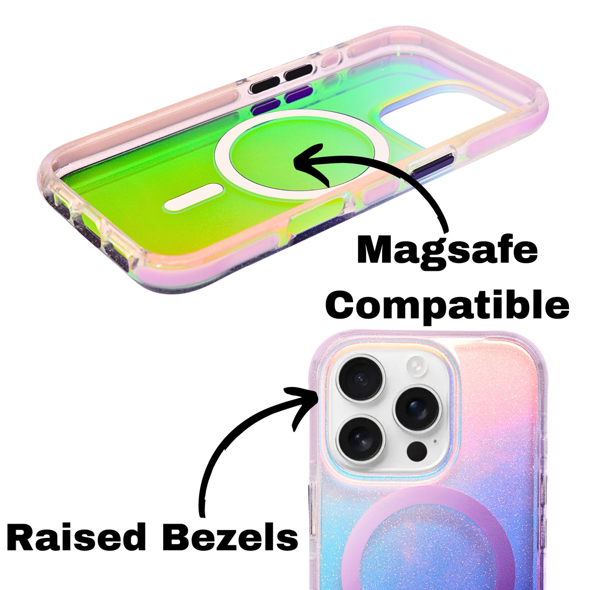 Glitter Gradient MagSafe Compatible Phone Case for iPhone 16 Pro
