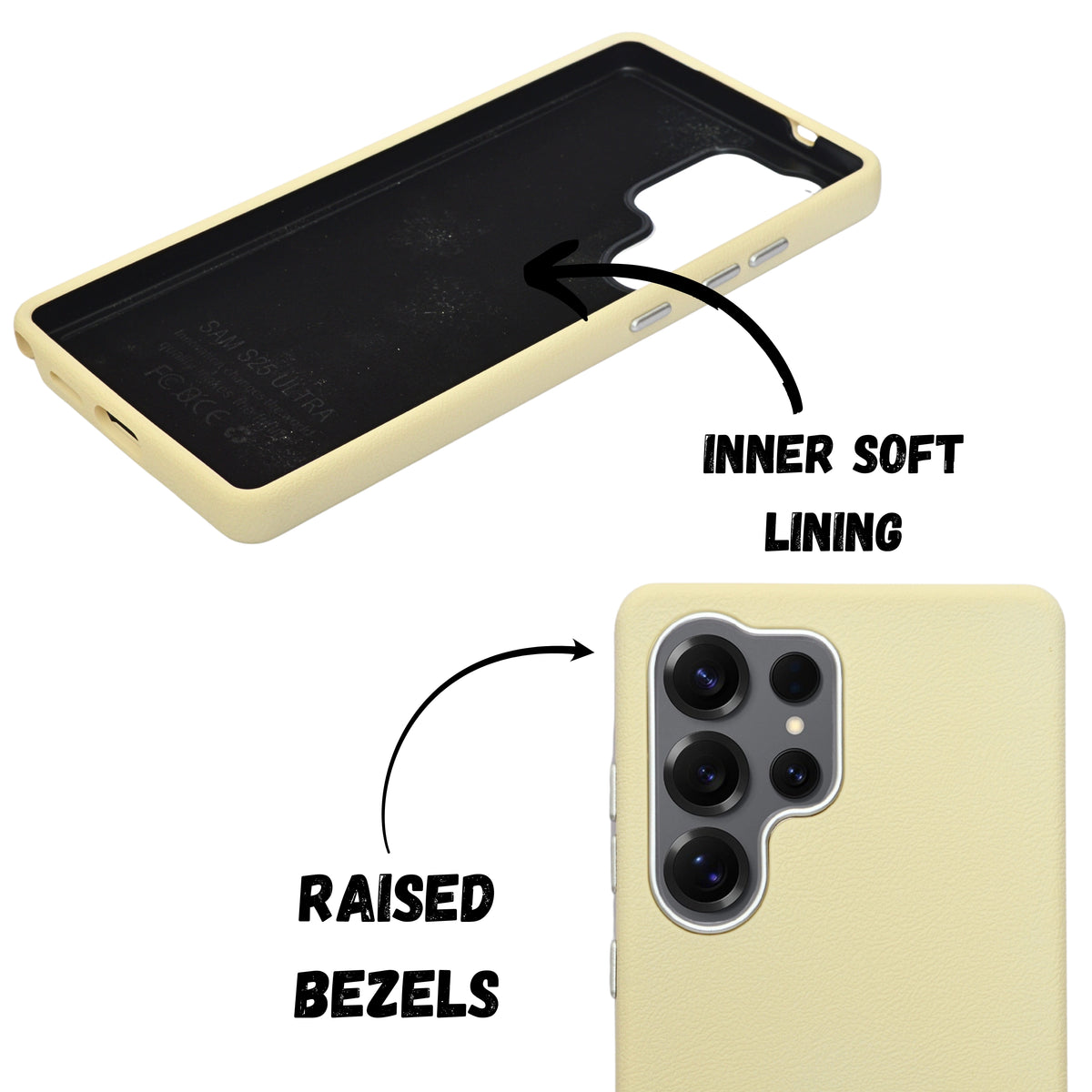 Premium Leather Texture with Metallic Camera Edge Phone Case for Samsung S25 Ultra