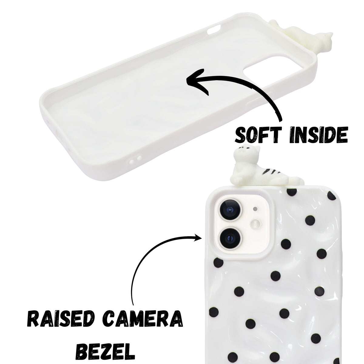 3D Cartoon Character with Polka Dots Soft Phone Case for iPhone 12/ 12 Pro