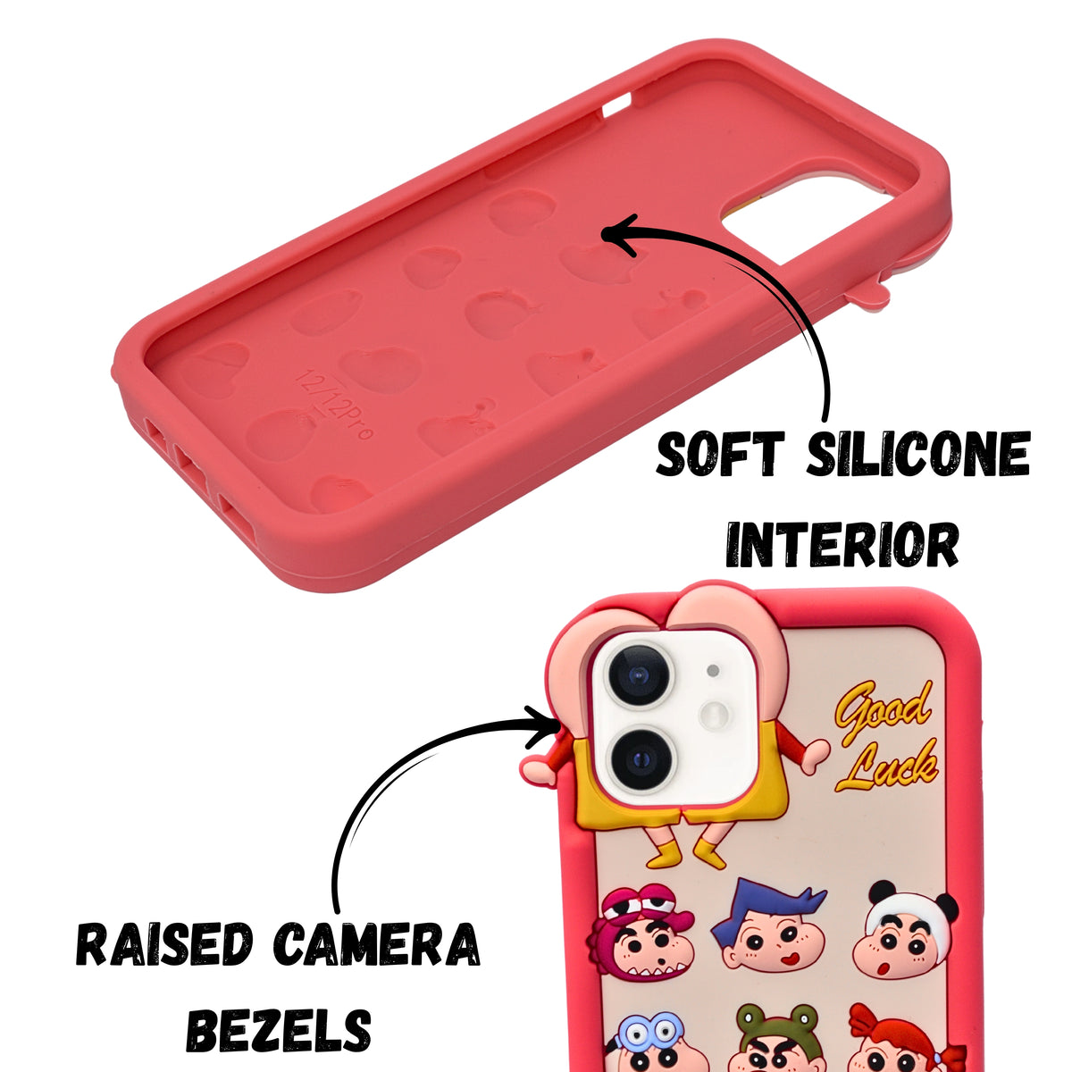 3D Cartoon Shinchan Character Design Phone Case For iPhone 12/ 12Pro