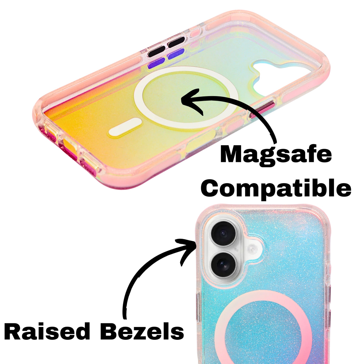 Glitter Gradient MagSafe Compatible Phone Case for iPhone 16