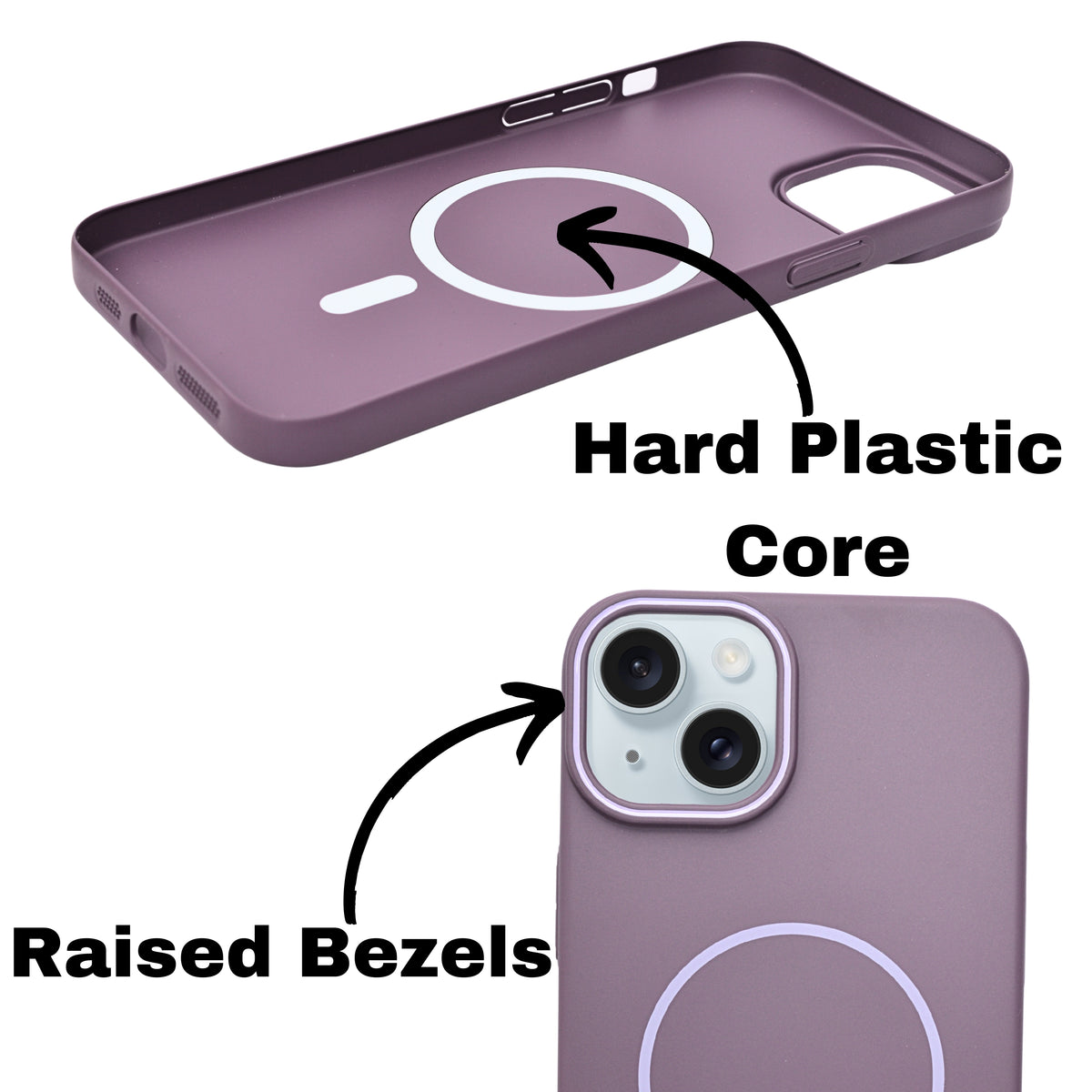 MagSafe Compatible Matte Finish Hard Plastic Phone Case for iPhone 14Plus/ 15Plus