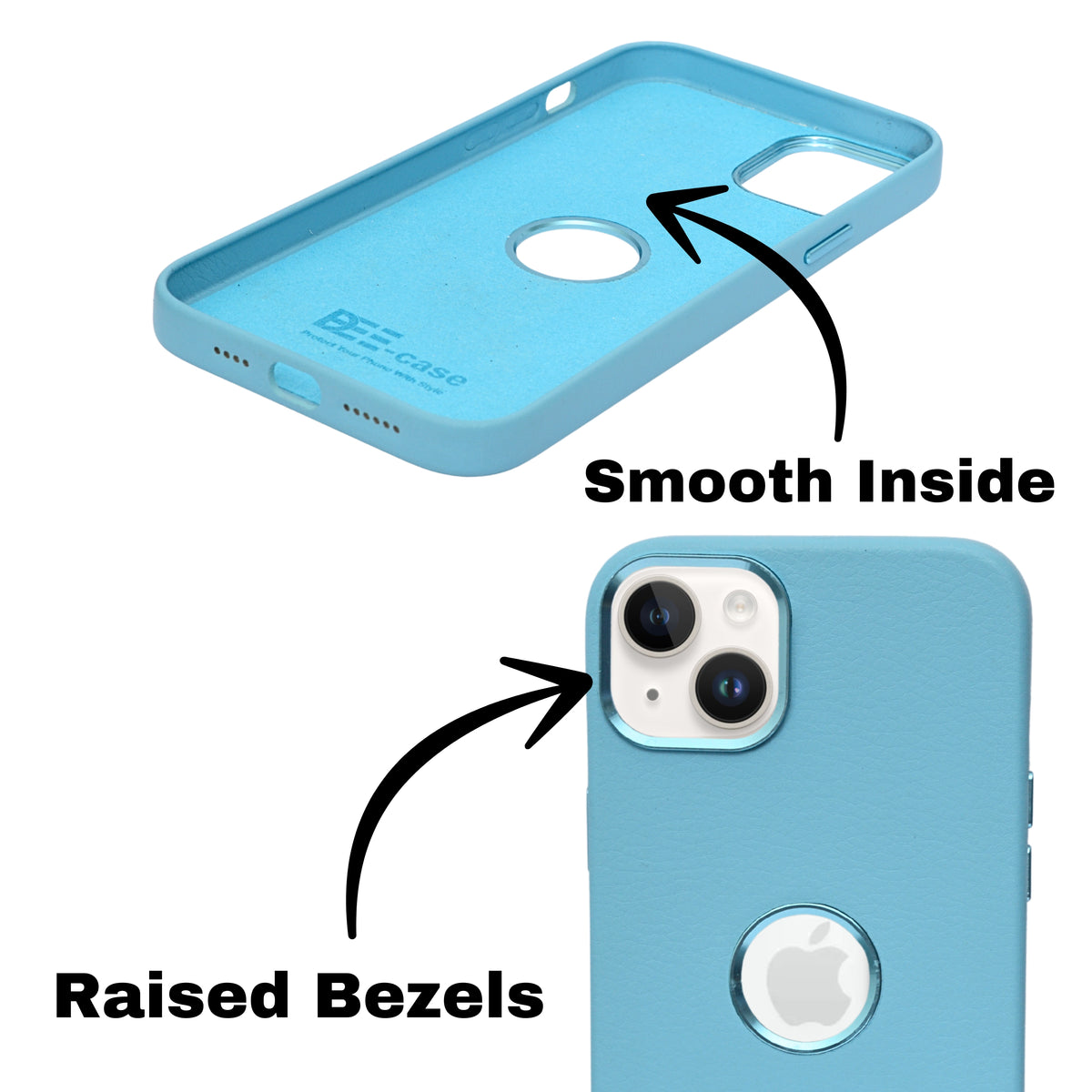 Deecase Premium Leather Finish with Metallic Logo Ring Cutout Phone Case for iPhone 14Plus/15Plus