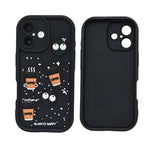 Adorable Coffee Vibe 3D Patch Silicone Phone Case with Cute Bear and Smiley for iPhone 16