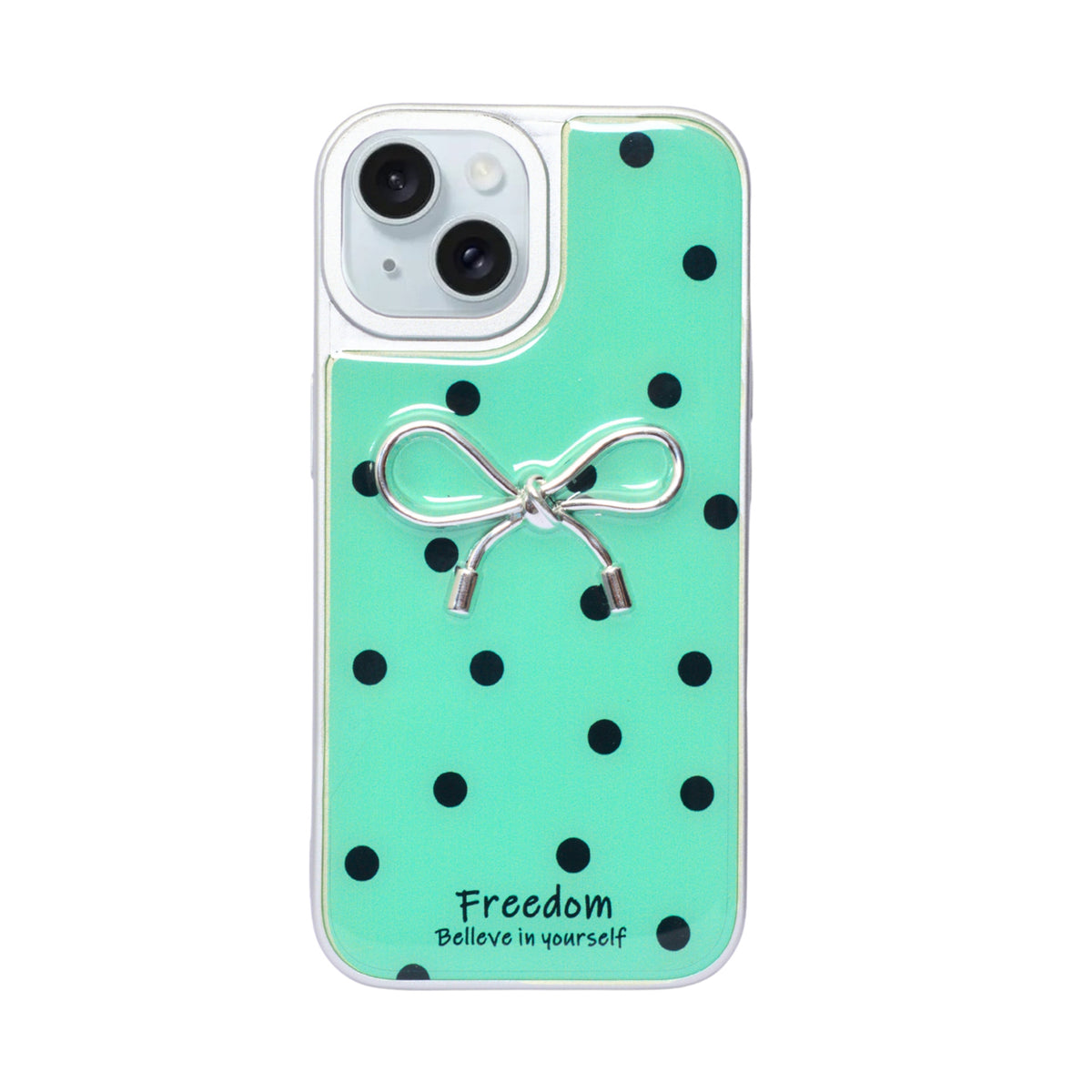 Stylish Polka Dot Bow Cover For iPhone 15