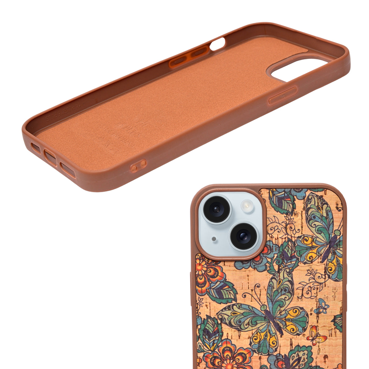 Bohemian Ethnic Print Cork Texture with Pearl Detail Phone Case for iPhone 14 Plus / 15 Plus