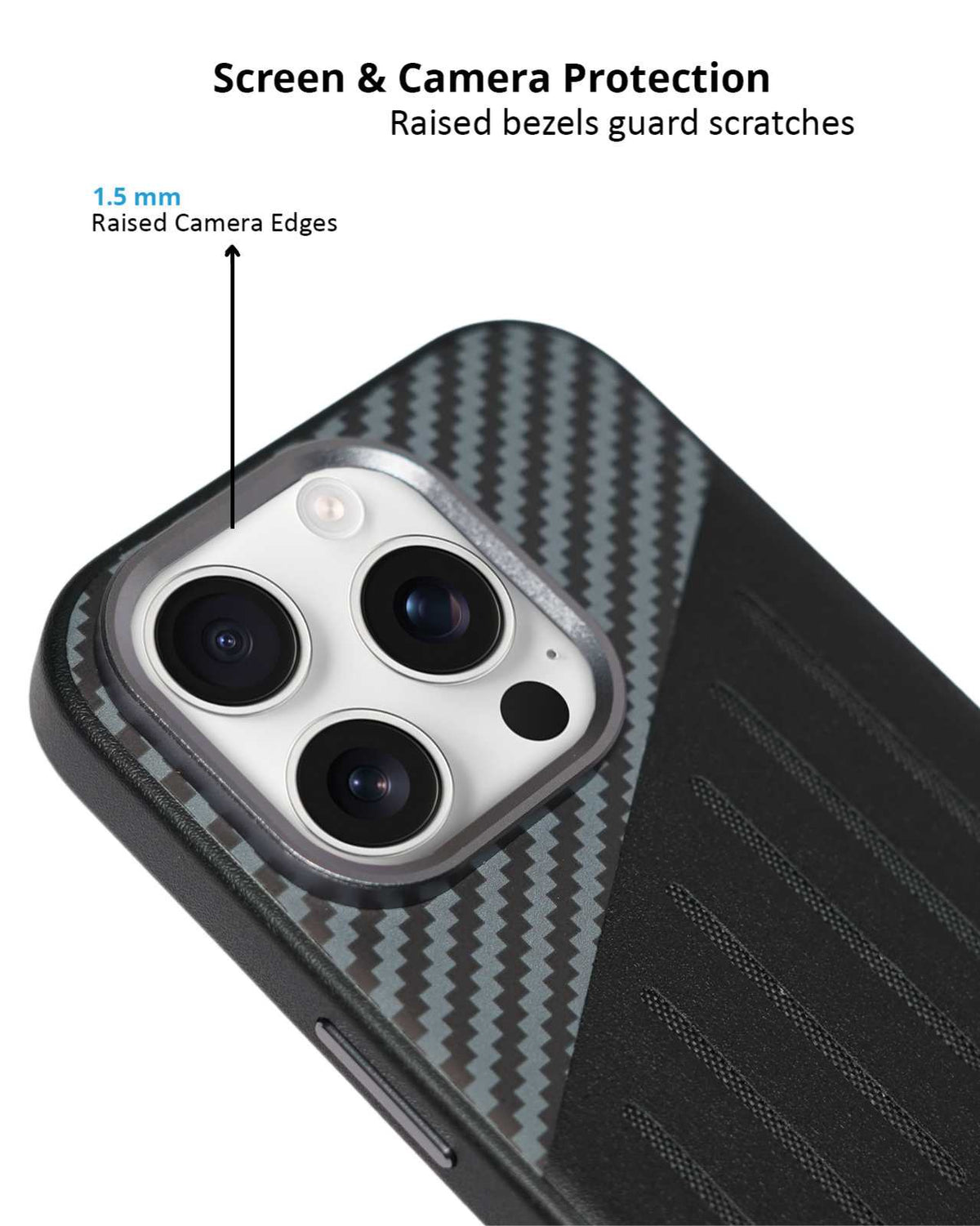 Carbon Fiber Leather Texture Kevlar Anti-Fall Protective Case for iPhone 16 Pro