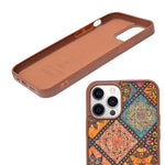 Bohemian Ethnic Print Cork Texture with Pearl Detail Phone Case for iPhone 12 / 12 Pro