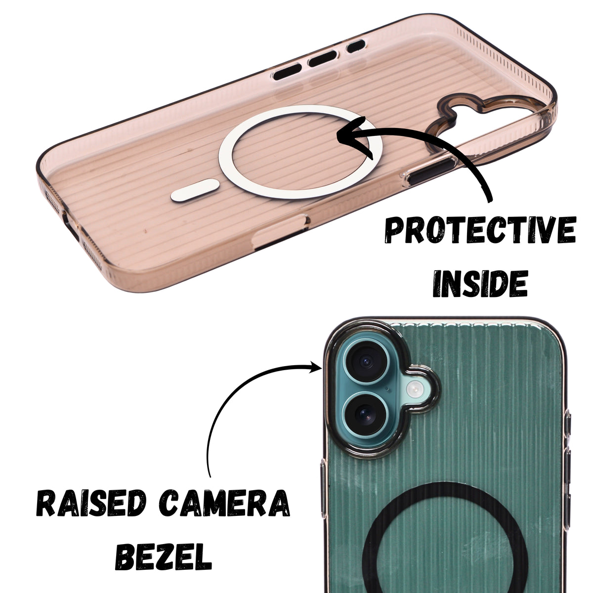 Crystal Clear Corrugated MagSafe Compatible Phone Case for iPhone 16 Plus