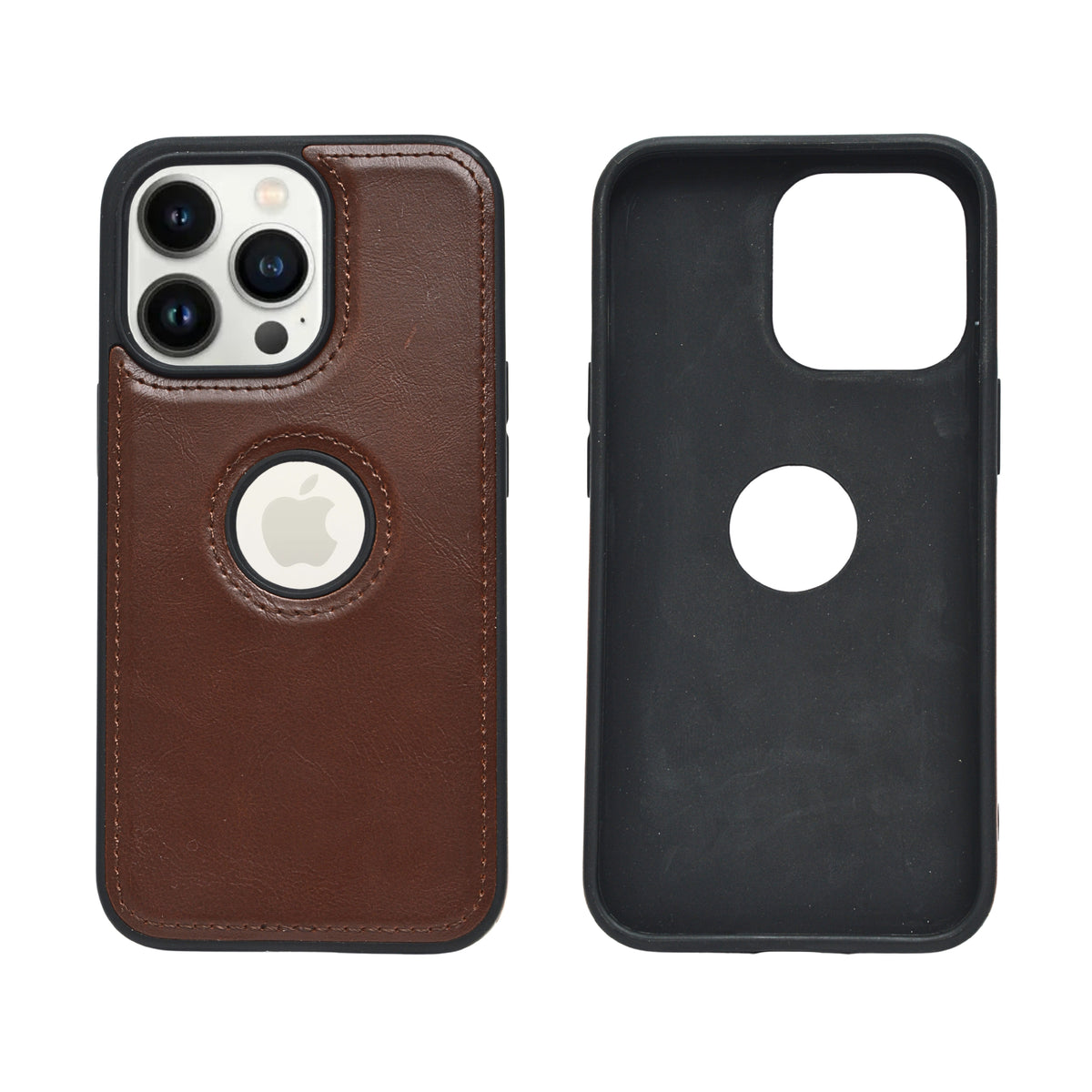 Premium PU Leather Phone Case with Logo Cutout for iPhone 13 Pro