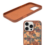 Bohemian Ethnic Print Cork Texture with Pearl Detail Phone Case for iPhone 16 Pro Max