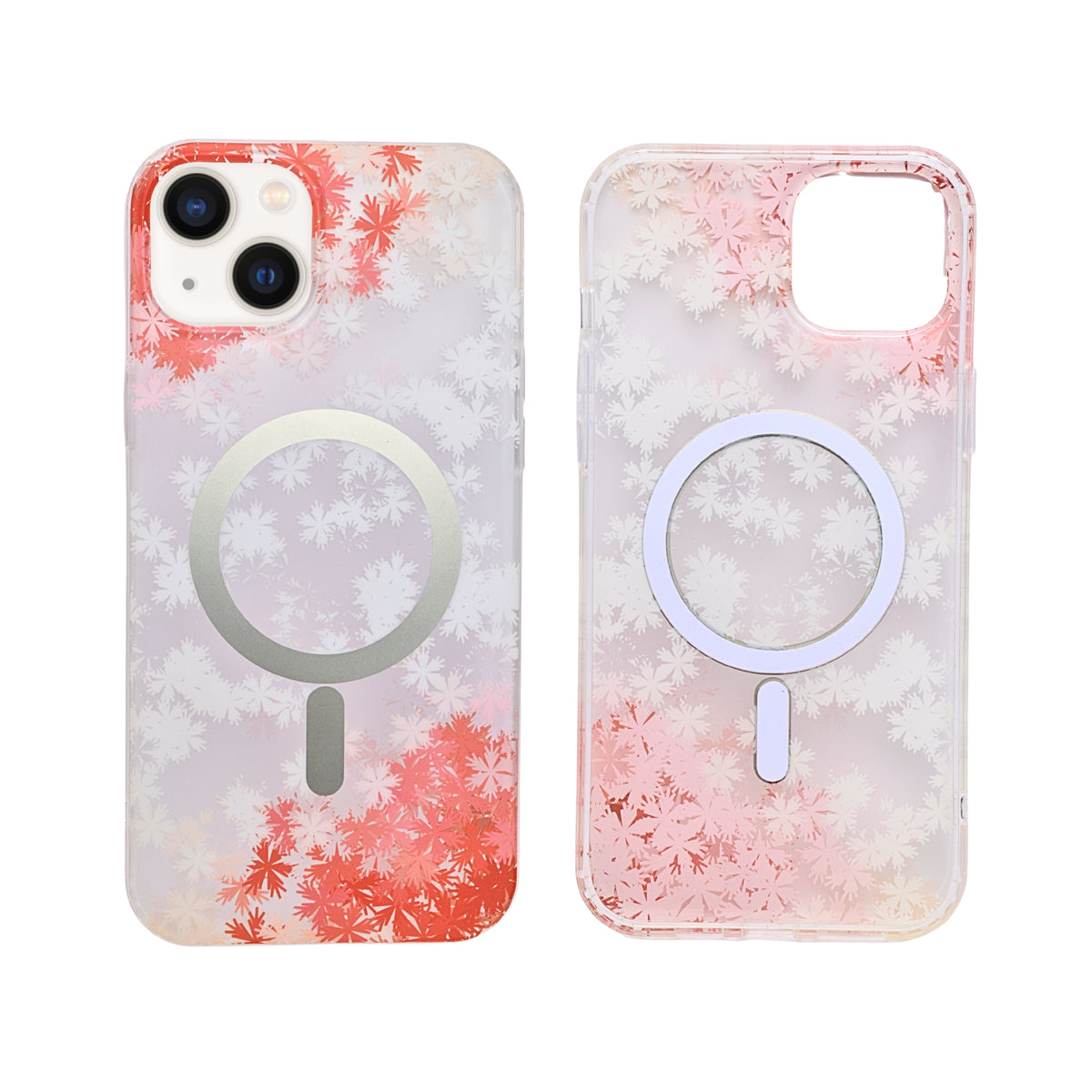 Transparent Floral MagSafe Compatible Phone Case for iPhone 14 Plus/ 15 Plus
