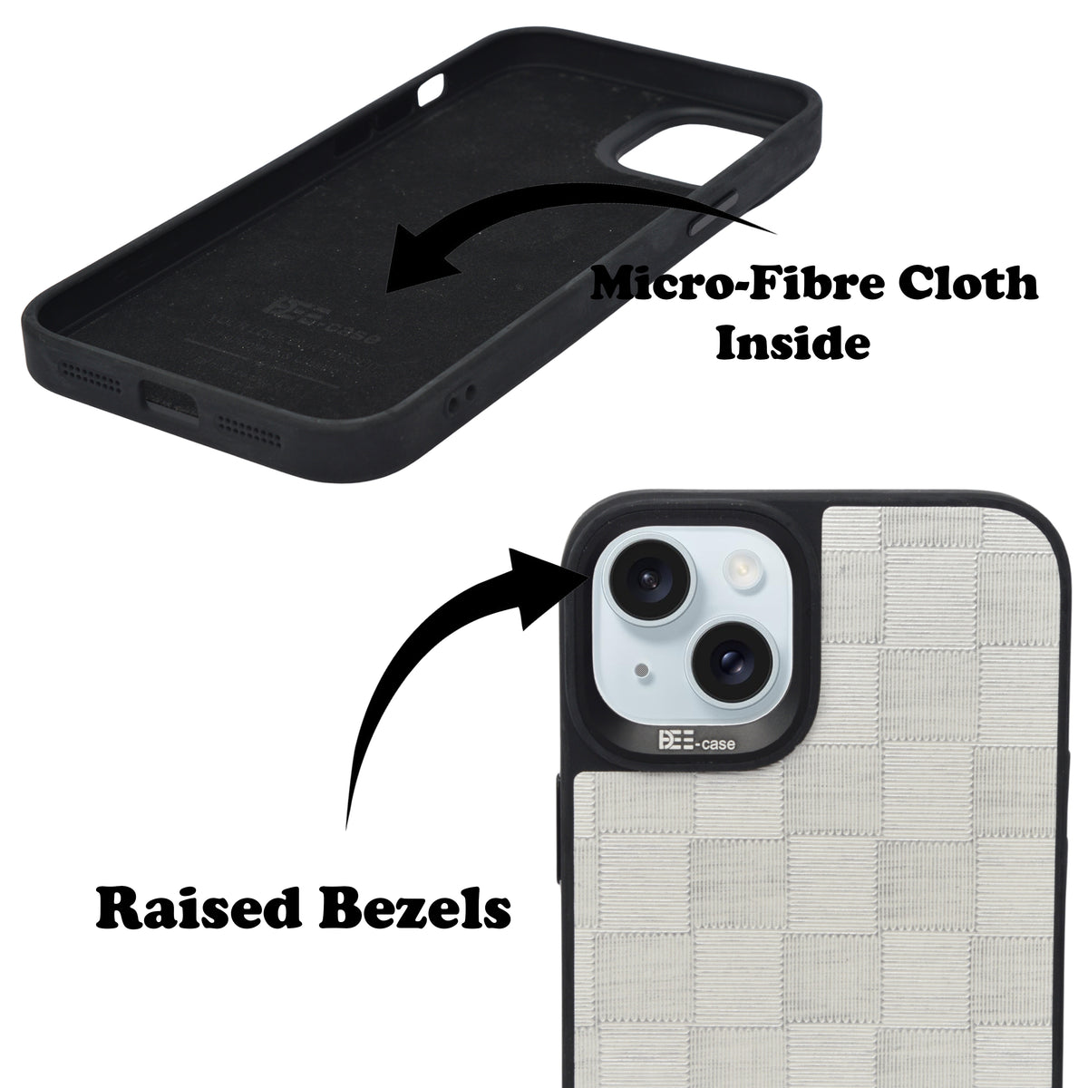 Checkered Texture Grip Case For iPhone 15
