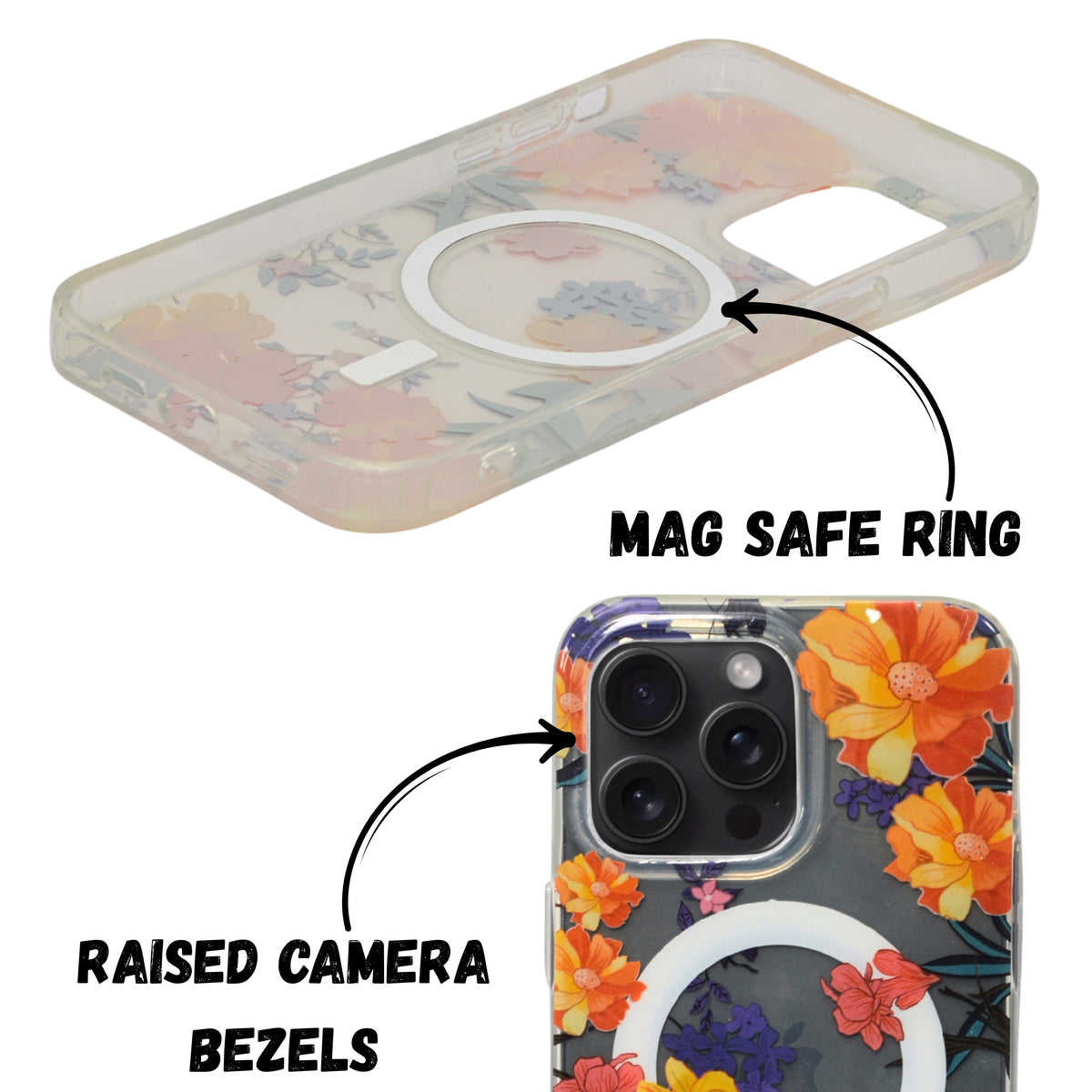 Floral Transparent MagSafe Shockproof Protection Phone Case For iPhone 14 Pro Max