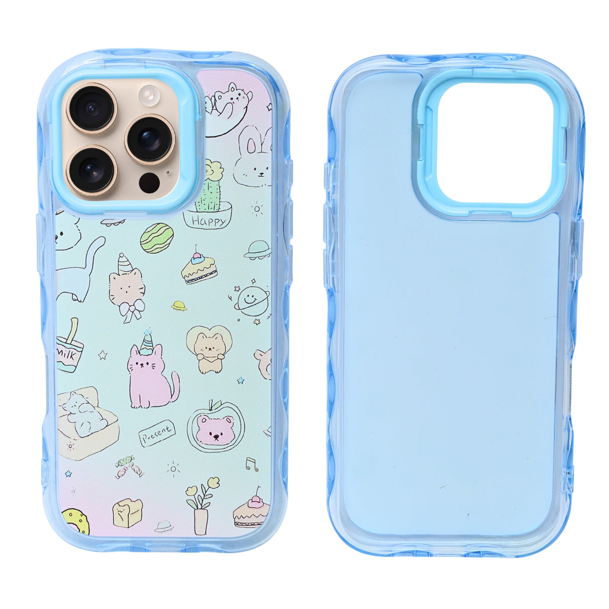 Cute Transparent Wavy Edge Phone Case for iPhone 16 Pro