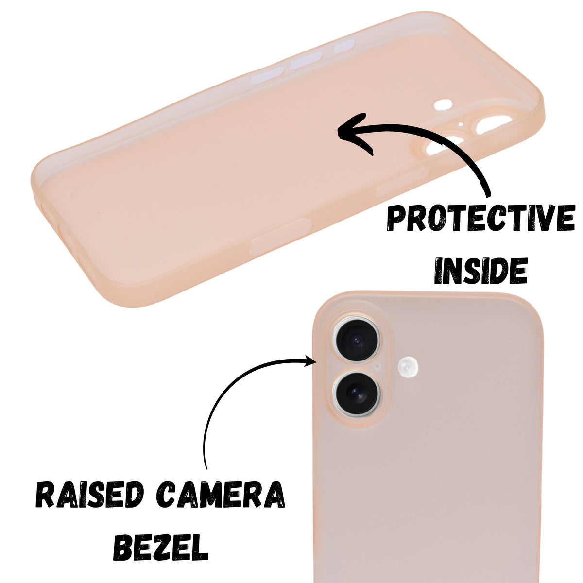 Frosted Matte Finish Transparent Phone Case for iPhone 16