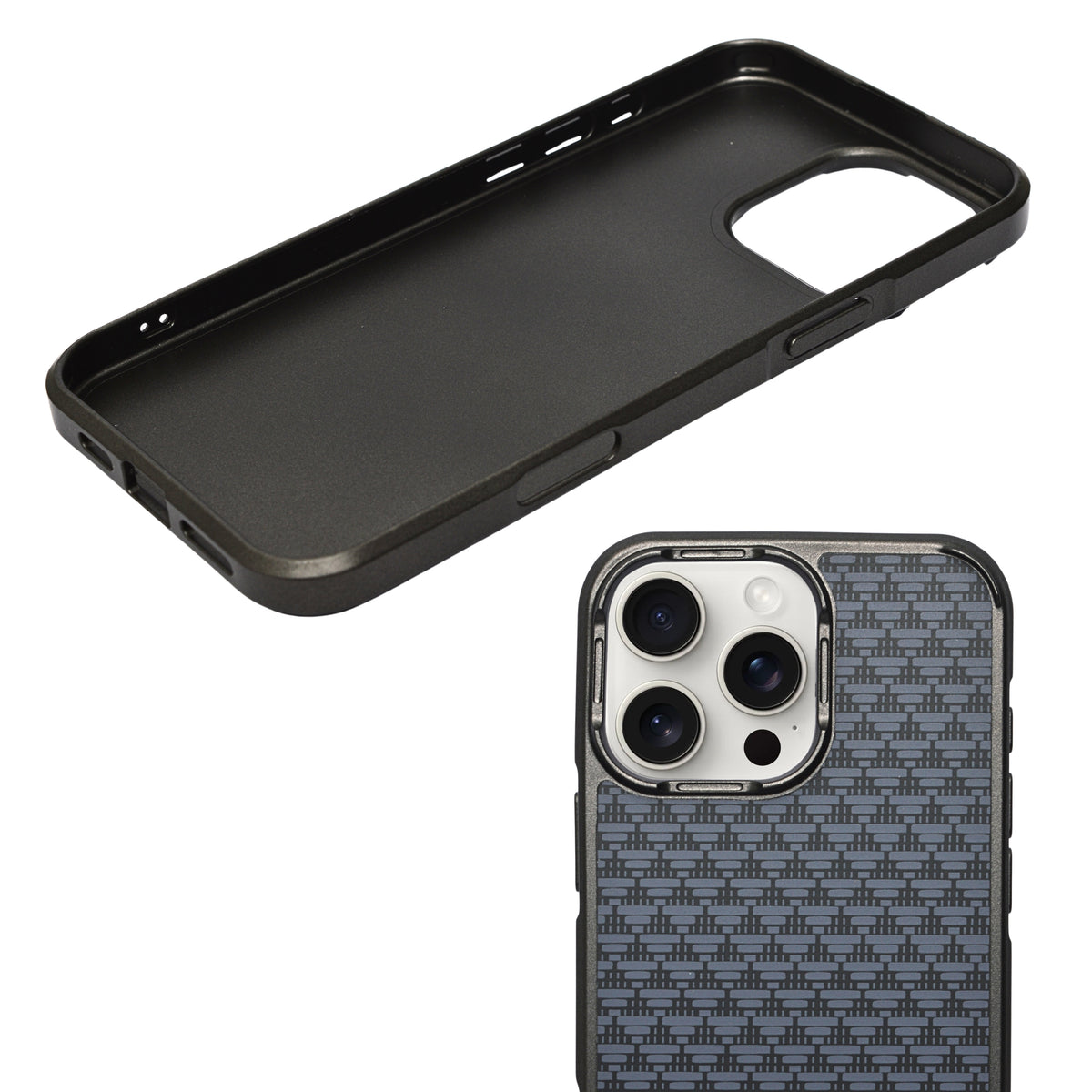 Geometric Carbon Fiber Texture Phone Case for iPhone 16 Pro