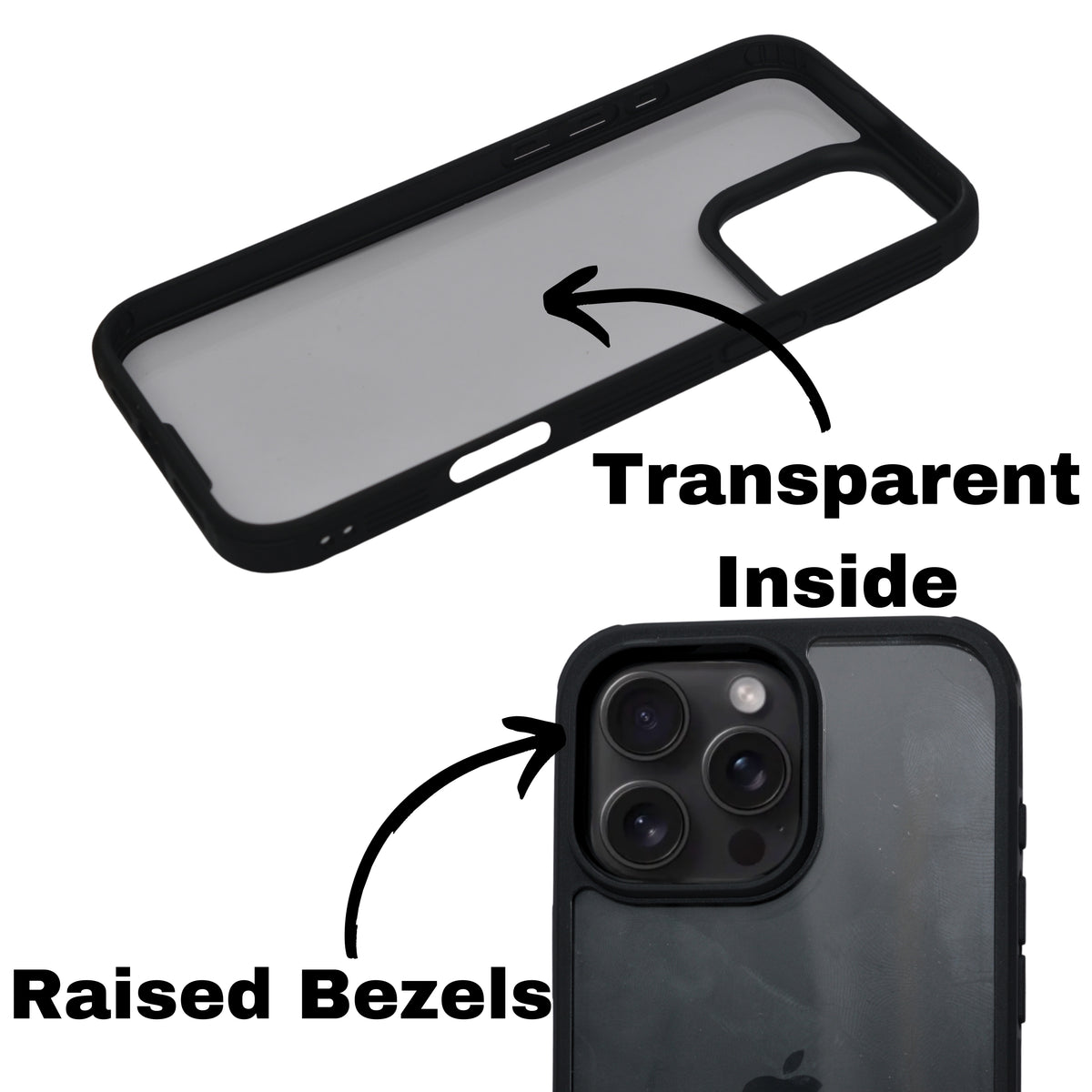 Crystal Clear with Black Edges Phone Case for iPhone 16 Pro Max
